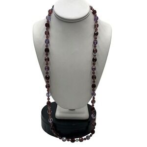 Joan Rivers Purple Aurora Borealis Faceted Crystal Beaded 32" GoldTone Necklace